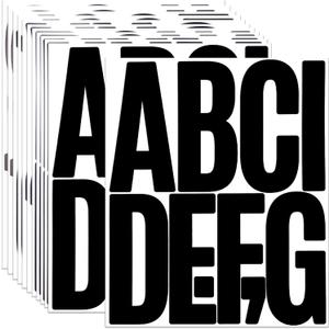 5 Inch Letter Stickers, 122 Pieces Self Adhesive Alphabet Number Sticker for Mailbox, Door, Truck and Outdoor, Waterproof Sticky Vinyl Symbol Stickers for DIY(12 Sheet Black)