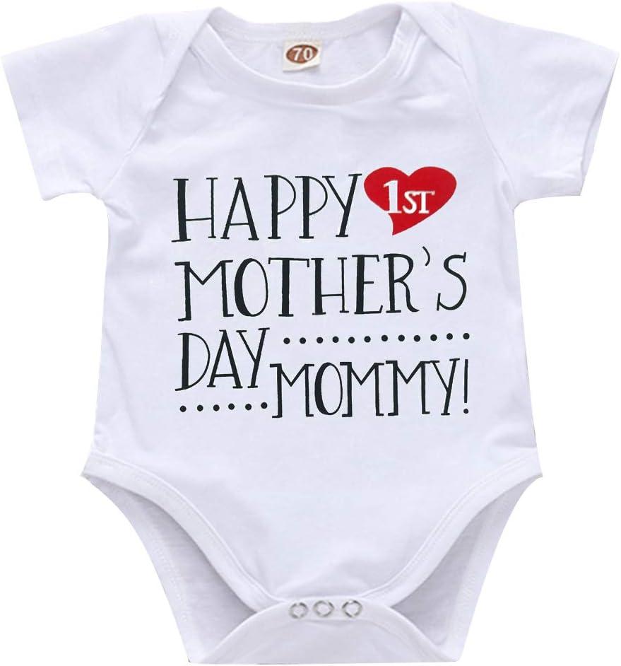 XFGLCK Newborn Infant Baby Boys Girls Mother's Day Outfit Short Sleeve Romper Bodysuit Onesie (3-6 Months)