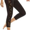 romansong Women's Mesh Leggings Yoga Pants with Pocket, Non See-Through Capri High Waisted Tummy Control 4 Way Stretch, Small, Black 