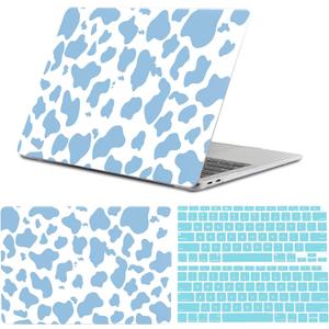 Compatible with MacBook Air 13 inch Case,2020 2019 2018 Release,(A2337 M1 A2179 A1932),with Touch ID and 2 Pack Keyboard Protectors,Laptop Plastic Hard ShellBlue Cow
