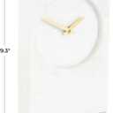Deco 79 Marble Minimalistic Rectangular Clock with Recessed Numberless Clockface, 6" x 2" x 9", White