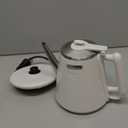 Hazel Quinn Electric Kettle - 1L/34oz Small Tea Kettle, 800W Fast Boil, All 304 Stainless Steel Interior, Double Wall for Cool Touch and Thermal, Auto Shut-Off, BPA-Free, Cordless - Pearl White