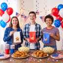 Fullhawl 36 Pcs 4th of July Cookie Treat Bags with Star Window 4 x 2.36 x 6.7 Inch Red White Blue Patriotic Bakery Bags Kraft Paper Iron Wire Tie for Food Independence Day Party Favors