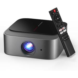 [386+ Built-in Apps] DBPOWER E2 Smart Projector with WiFi and Bluetooth, Native 1080P Mini Projector Compatible with Netflix, Youtube, Disney+, Hulu, Max & Crunchyroll, Electric Focus & Carry Case (Grey)