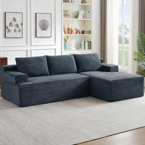 96" Modular Sectional Sofa, Modern Corduroy L Shaped Cloud Couch, Boneless Upholstered Couches with Deep Seat for Living Room, No Assembly Required (Dark Grey, Right Facing Chaise), 96.1'' L Shaped-3 Seaters-Right Facing Chaise