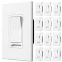 Amico 12 Pack Light Dimmer Switch, No Neutral Wire, Single Pole or 3-Way, for Dimmable LED/CFL (150W) & Halogen/Incandescent (600W), Slide to Dim, White with Wall Plates Included, ETL Listed