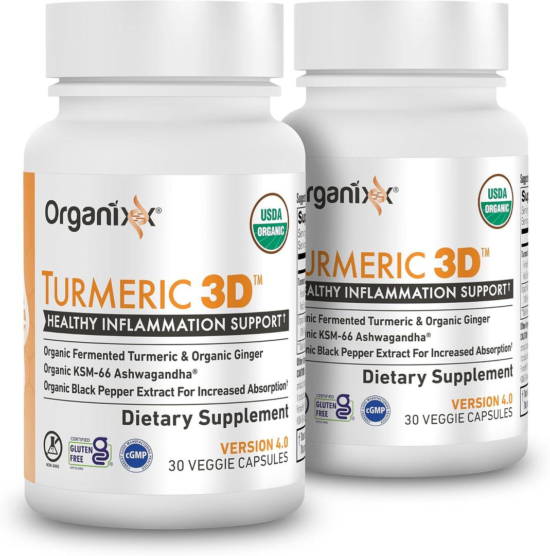 Organixx Organic Turmeric Curcumin with Ashwagandha, 30ct 2pk, Exp 04/2027