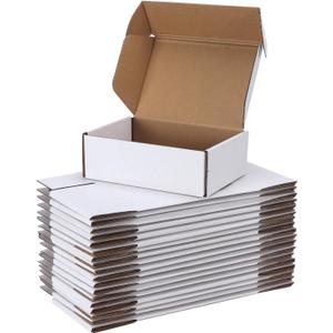 PHAREGE 6x4x2 inch Shipping Boxes Bulk 25 Pack White, Tab Lock Tuck Top Mailer Boxes for Packaging Small Business, Small Cardboard Gift Boxes for Wrapping Mailing Present