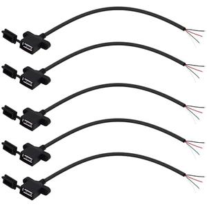 YARCHONN USB Female 4Pin Pigtail Cable USB 2.0 Bare Wire Open End Power Data Cable Replacement Cord with Dust Cap,for DIY Repair 5Pcs -30cm/11.8in
