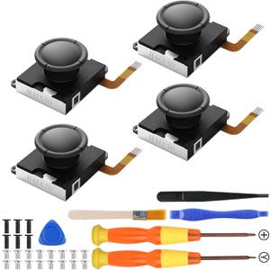 Hall Effect Joystick, 32 in 1 - No Drifting - Replacement Thumb for Switch JoyCon, Right/Left Stick - 4pcs with Repair Kit