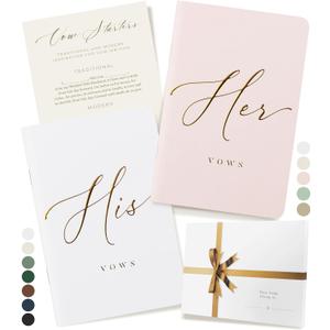 ARTESORI Wedding Vow Book for Her & Him, Soft Touch, Gold Engraving, 28 Lined Pages, Wedding Vow Books His and Hers, Wedding Essentials, Wedding Registry Gifts, His and Hers Gifts [Blush & White]