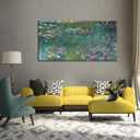 Claude Monet Large Canvas Wall Art Framed Water Lilies Vintage Classic Painting Wall Decor Green Garden Famous Artwork Print for Bedroom Living Room Office Decoration 20" x 40"