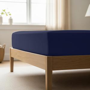 Mellanni Full Fitted Sheet - Iconic Collection Bedding Sheets with up to 16 inch Deep Pocket - Soft & Cooling - Fade & Stain Resistant - 1 PC (Full, Navy Blue)