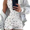 CHICME Womens Pajama Sets Casual Sleeveless Tank Top and Shorts Ribbed Knit 2 Piece Lounge Set (Small, Z-floral White)