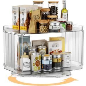 2 Tier Lazy Susan (1 Pack) Kitchen Organizer for Canned Goods Turntable Organizer for Cabinet/Pantry/Kitchen/Countertop/Bathroom/Vanity/Medicine Cabinet Organizer/Refrigerator