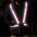 3 x 2 Pack Large Size Adjustable Running Reflective Vests, High Visibility Safety Reflective Gears and 2 Pack Reflective Gear Wristbands for Night Running, Biking,Hiking,Jogging and Dog Walking