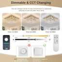 26 inch Gold Crystal Chandeliers, Flush Mount Chandelier LED Ceiling Light, Dia 26 inch