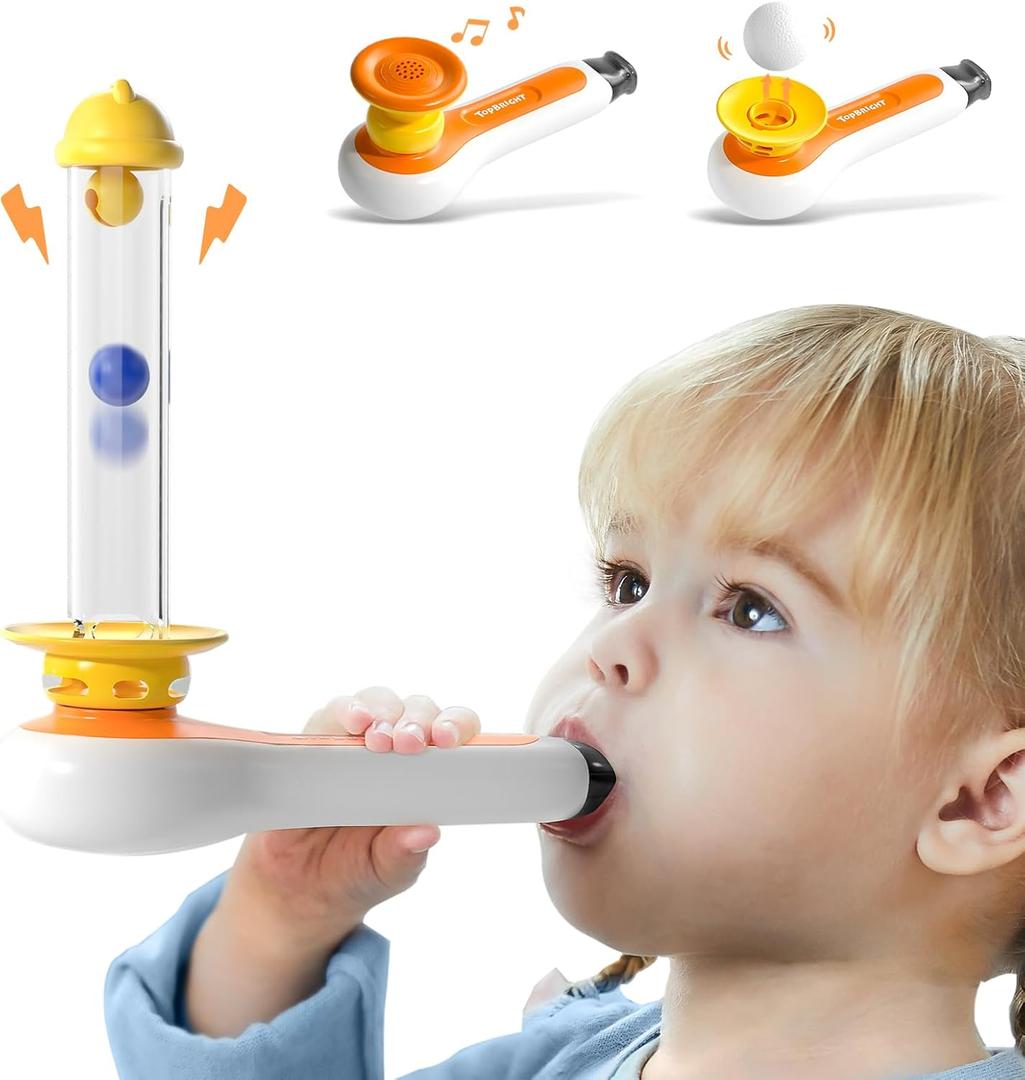 TOP BRIGHT 3 in 1 Sensory Toys for Toddler with Whistle, Ball Blowing, Floating Blow Pipe Balls  Autism Sensory Products, Fine Motor Skills, Toddler Toys for 3 4 5 Year Old Boys Girls Gifts