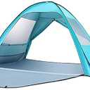 MOVTOTOP Beach Tent 【2021 Newest】, Large Pop up Beach Tent for 4 People, Anti-UV Automatic Beach Tent Sun Shelter Instant Portable, 4 Sides Ventilation Design Sun Shelter Tents, Suitable for Family