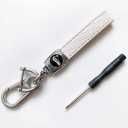 Keychain for Car Detachable Genuine Leather Car Keychai Key Chain Holder Screwdriver Family Present,White