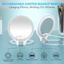 WEILY Magnifying Makeup Mirror 10X/1X, Travel Mirror with Light, Double Sided Rechargeable Mirror with 3 Color Lights for Makeup, Tweezing, Blackhead and Come Done Removal (White)