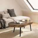 Yshygmqkd Small Irregular Coffee Table Thick Top Cloud Table for Living Room Modern Industrial Coffee Table Wooden Funky Coffee Tables for Small Space Home Office Easy Assembly Rustic Brown