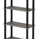 Furinno Turn-N-Tube 4-Tier Multipurpose Shelf Display Rack, Square Tube, French Oak Grey/Black (4-Tier Square Tube)
