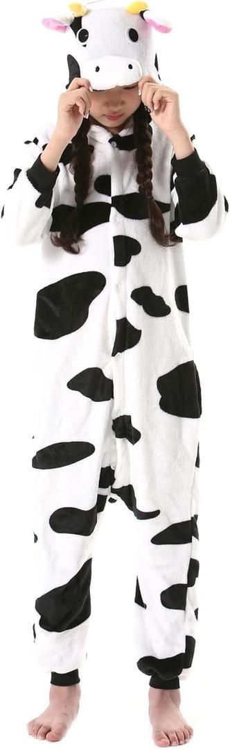 ATOZ Onesie for Kids, Animal Pajamas Halloween Cosplay Costume for Girls Boys (4-5T, Cow)