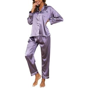 Reliwel Silk Pajamas for Women Button Down Satin Pjs Set 2 Piece Long Sleeve Loungewear with Elastic Waist Pants , size L Reliwel Silk Pajamas for Women Button Down Satin Pjs Set 2 Piece Long Sleeve Loungewear with Elastic Waist Pants , size L