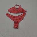 Alyweatry Women Y2k Bikinis Sets Coquette Aesthetic Bows Halter Tie Up Bikini Top High Cut Elastic Waist Bikini Bottom (Medium, Red Gingham Flower Print)