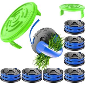 10 PCS Replacement Trimmer Spool & Cap  Compatible with Kobalt KST 120X / KST 120X-06 String Trimmer Only (Item #651246), 0.065" Dual Line, 8 Spools + 2 Caps