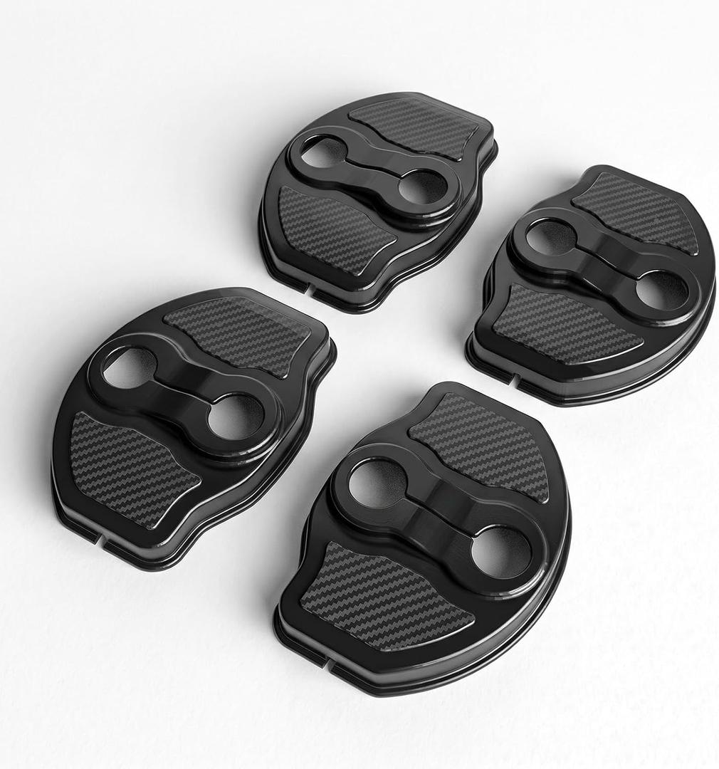 TPE Door Shock Absorber for 2017-2026 Tesla Model 3/Y Door Lock Cover Protector Anti-Rust Fits 2025 Juniper & Highland Series(4-Pack,Carbon Edition)