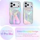 Cute Case for iPhone 17 Pro Max Case for Women Girls [ Compatible with Magsafe ] Clear Glitter Girly Aesthetic Rainbow Sparkly Bling Magnetic Phone Cover, Iridescent Geometry