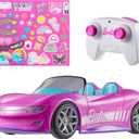 Hot Wheels Barbie RC Toy Car, Remote-Control Pink Convertible, Can Hold 2 Barbie Fashion Dolls & Trunk Opens for Storage, Sticker Sheet for Customizing
