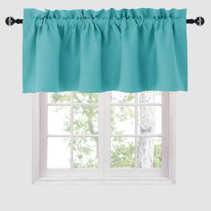Hiasan Blackout Valance Curtains for Solid Room Darkening Rod Pocket Valances for Windows, 42 x 18 Inches Length, Turquoise, 1 Panel