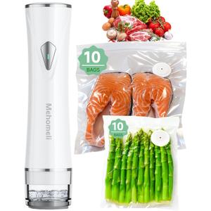 Compact Vacuum Sealer for Food (Vacuum Sealer Machine + 20 Reusable Vacuum Bags), Powerful Handheld Vacuum Sealer Machine, Seal Food 6X Fresh Longer, Portable & Wireless, Easy-Clean