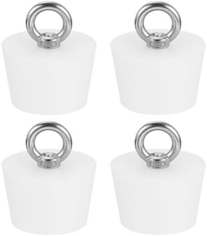 MECCANIXITY Silicone Rubber Tapered Plug 37mm to 46mm Solid Bathtub Bungs Stopper with Ring for Test Tubes, Water Pipe, Drainage Hole, White 3 Pcs