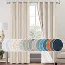 PrinceDeco Natural Linen Curtains 100% Blackout Linen Curtains for Bedroom Full Blackout Curtains 84 Inches Long Living Room Thermal Insulated Light Blocking Curtain Drapes White Backing, 2 Panels