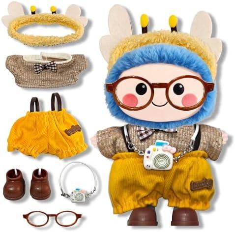 1 Sets Doll Clothes & Accessories for 17cm Dolls (NO Doll),Include:1 Clothes；1 Glasses；1Camera；1 Shoes; Soft & Stylish Costume Accessories Suit Cute Stylish Dress Up; Little Bee