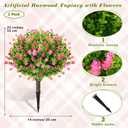 Yunlly 6 Pcs Outdoor Artificial Topiary Ball Trees 22" with Colorful Flowers, Boxwood Fake Bushes Shrubs with Spike, UV Resistant Evergreen Plants for Front Porch Garden Decor (Light Pink)