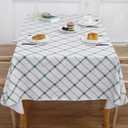 Heavy Duty Vinyl Tablecloth with Flannel Backing Waterproof Oil-Proof Plastic Table Cloth Stain-Resistant Wipeable Rectangle or Square Table Cover for Indoor and Outdoor (Green Plaid，60x102 Inch)
