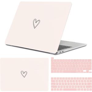Compatible with MacBook pro 13 inch Case,2020-2016(A2338 M1 A2159 A2251 A2289 A1989 A1706) with Touch ID and 2 Pack Keyboard Protectors,Faux Skin Plush Laptop Hard Shell (Pink-L21)