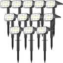 Solar Spot Lights Outdoor Waterproof IP65, [12 Pack/100 LED/4 Modes] 2-in-1 Solar Landscape Spotlights, Auto On/Off High Lumens Spot Lights for Outside Yard Garden Pathway(Cool White)