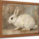 Framed Vintage Wall Art Decor, Neutral Rabbit Oil Painting, Farmhouse Decor Aesthetic Canvas Picture Prints for Living Room Bathroom Bedroom