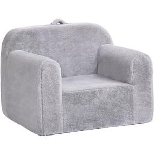 Toddler Chair Plush Kids Couch, Comfy Kids Sofa Toddler Lounger Chair for Bedroom, Convertible Toddler Couch for Girls and Boys, Reading Chair for Kids (Grey)