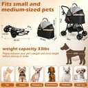 Pet Stroller for Small Medium Dogs & Cats 3-in-1 Detachable Carrier, Zipperless Entry, Lightweight Folding Travel Stroller with Storage Basket, Cup Holder, Gray