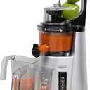Omega Wide Mouth Juicer Compact Vertical Cold Press Vegetable and Fruit Juice Extractor with 3-Inch Hopper 2-Speed Slow Juicing with Space Saving Design, 120-Watts, Black