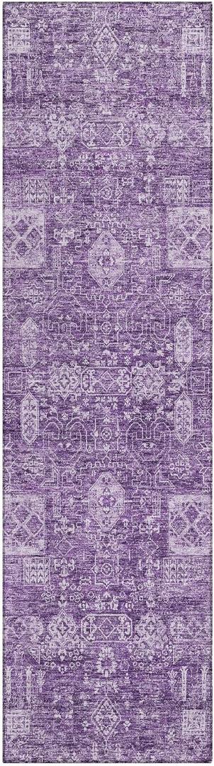 Addison Rugs Chantille ACN637 Purple 2'3" x 7'6" Indoor Outdoor Hallway Runner Rug, Stain Resistant Washable Kitchen Area Carpet for Bathroom, Laundry and Bedroom Rug