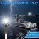 Obcursco Boat Stern Lights, Telescoping Pole 27"-48" LED Anchor Light with Base, 12V Adjustable 3NM 360 Navigation Lighting for Pontoon, Yacht, Bass, and Fishing Boats (27"-48", Silver)