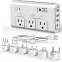 220V to 110V Travel Voltage Converter, FOVAL 2000W Power Converter for Hair Dryer, Straightener/Curling Iron with 4-Port USB (1 USB C), Step Down Transformer for US/EU/UK/AU/SA/Italy/India